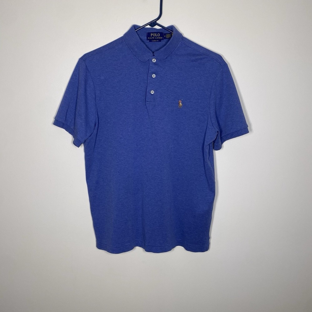 Polo Ralph Lauren Classic Fit Blue Men's Polo Shirt Mens Medium Flesh Pony - Picture 2 of 8